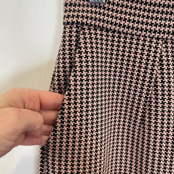 & Other Stories Houndstooth Print Midi Pencil Skirt Pink Black Button Front 4 - Picture 5 of 10